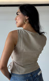 Sleeveless Boat Neck Wrap Top