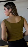 Sleeveless Wide Boat Neck Draped Top