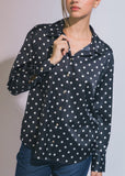 Satin Polka Dot Button-up Blouse