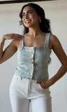 Stretch Denim Trim Top