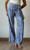 Blue Print Waist Wrap Pants