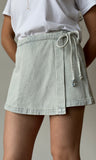 Acid Washed Stripe Wrap Mini Skort