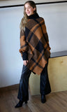 Oversized Plaid Sweater Poncho
