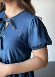 Front Tie Puff Sleeve Mini Dress