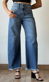 Slouchy Barrel Double Waistband Detail Jeans