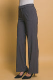Grey Solid Formal Long Pants