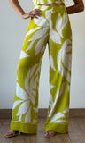 Green Print Wide Leg Pants
