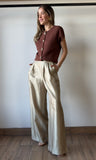 Pleated High-waisted Wide Pants