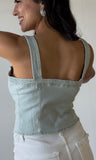 Stretch Denim Trim Top