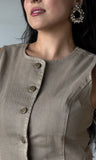 Button Down Denim Vest Top