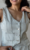 Acid Washed Stripe Vest