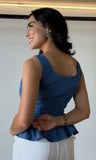 Belted Peplum Sleeveless Top