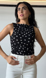 Polka Dot Sleeveless Mesh Top