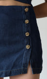 Slit Denim Mini Skort