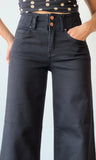 High Rise Ankle Wide Double Button Jeans