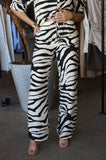 Satin Zebra Print Pants