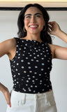 Polka Dot Sleeveless Mesh Top