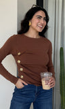 Side Cinch Button Sweater