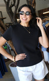 Short Slv Round Neck Soft Knit Top