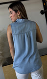 Sleeveless With Pocket Tencel Shirt