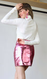 Metalic PU Leather Mini Skirt