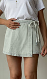 Acid Washed Stripe Wrap Mini Skort