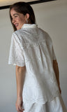 White Eyelet Button Blouse