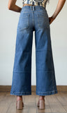 Mid Rise Ankle Wide Seam Deail Jeans