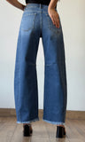 Slouchy Barrel Double Waistband Detail Jeans