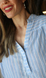 Striped V-neck Linen Shirt