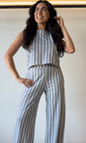 Sleeveless Stripe Top W/ Back Bow