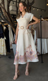 Floral Print Belted Midi Dress