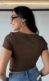 Ruched Neckline Knit Top