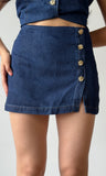 Slit Denim Mini Skort