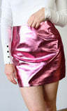 Metalic PU Leather Mini Skirt