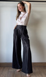 Pleated High-waisted Wide Pants