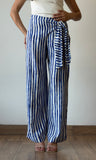 Blue Print Waist Wrap Pants