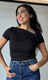 Ruched Neckline Knit Top
