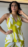 Green Print Halter Top