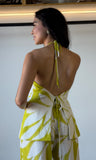 Green Print Halter Top