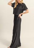 Crinkle Plisse Top And Pants Set