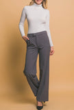 Grey Solid Formal Long Pants