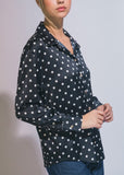 Satin Polka Dot Button-up Blouse
